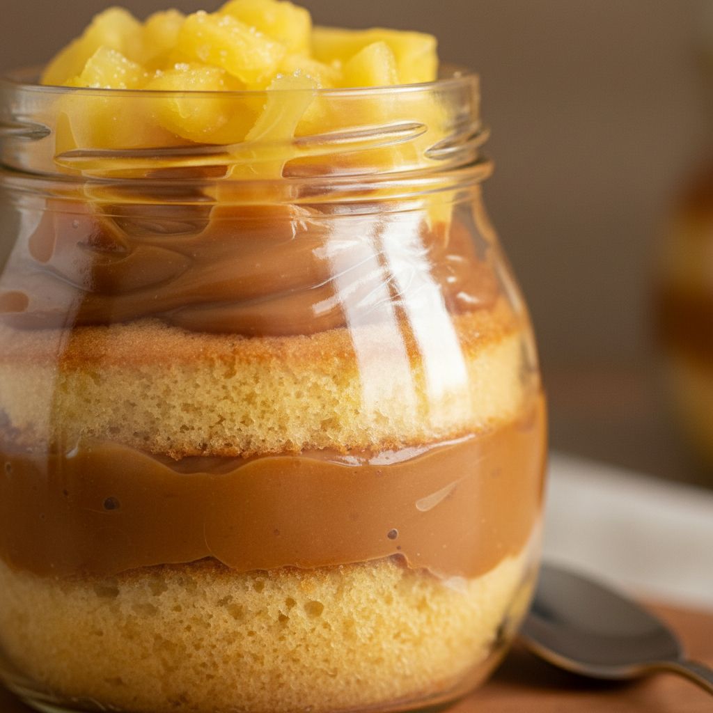 Bolo de pote de doce de leite e abacaxi